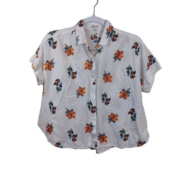 𝅺Madewell SHORT SLEEVE HILLTOP IN HAWAII BUTTON FRONT TOP- S - Picture 2 of 5